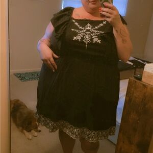 Old Navy Black Embroidered Mini Dress